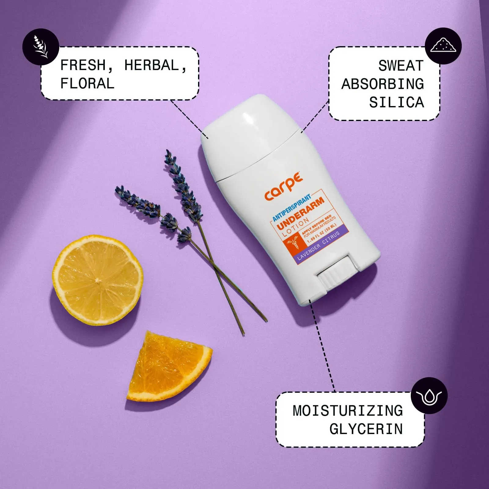 Carpe Underarm Antiperspirant Deodorant Advanced Sweat & Odor Protection Formula - Deodorant for Women & Men - Helps to Combat Excessive Sweating with Odor Control - Lavender Citrus (Pack of 2)