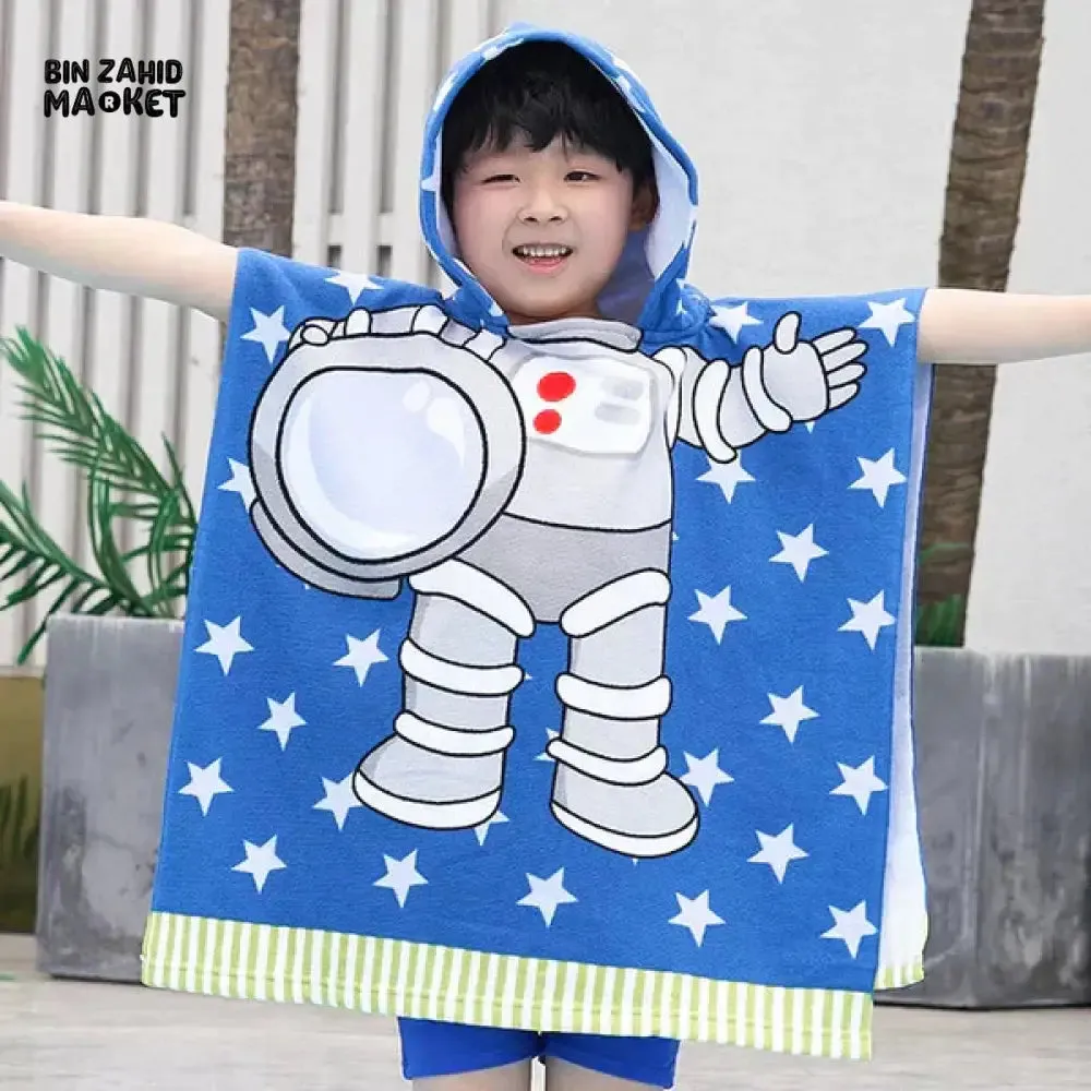 CARTOON PRINTED KIDS HOODED BATHROBE