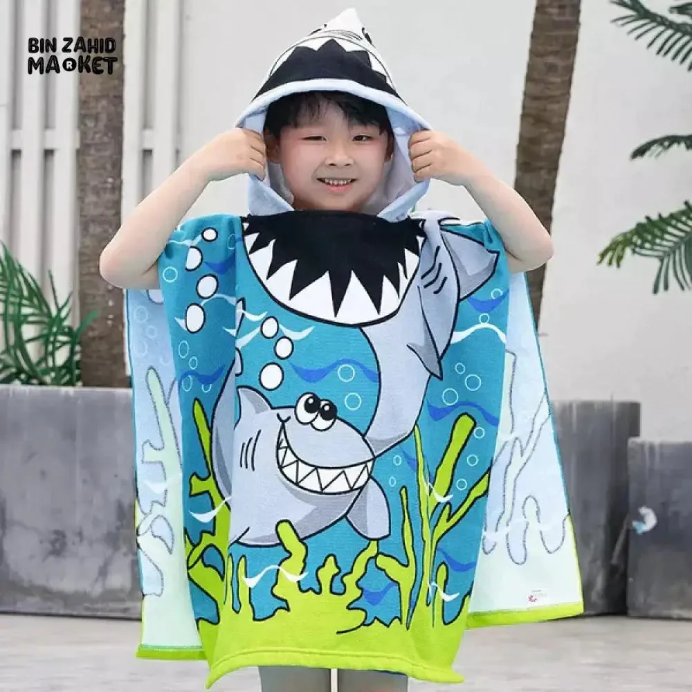 CARTOON PRINTED KIDS HOODED BATHROBE