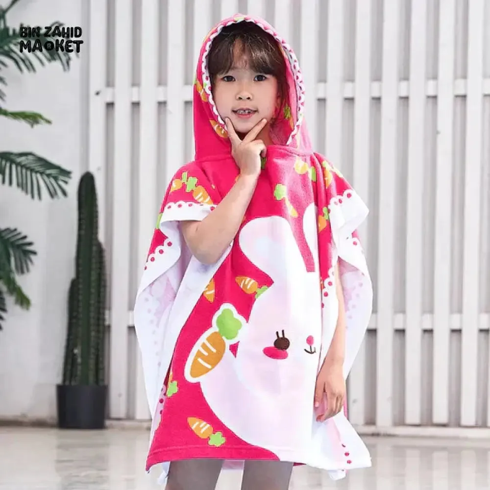 CARTOON PRINTED KIDS HOODED BATHROBE