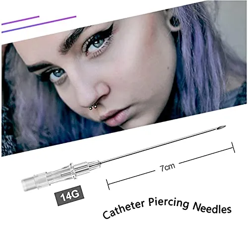Catheter Piercing Needles - SOTICA 50pcs Catheter Needles IV Catheter Piercing Needles Cannula Body Piercing Needles Stainless Steel Hollow Needles for Nose Ear Belly Navel Nipple Piercing (14G-50PCS)