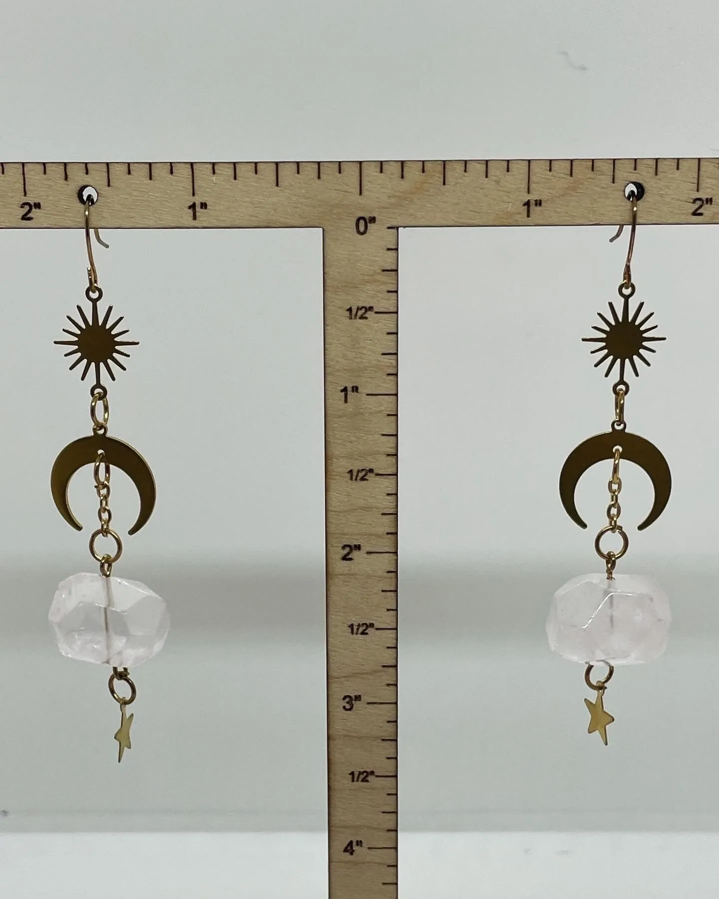 Celestial Natural Stone Earrings Rose Quartz Amazonite Amethyst Earring Moon Star