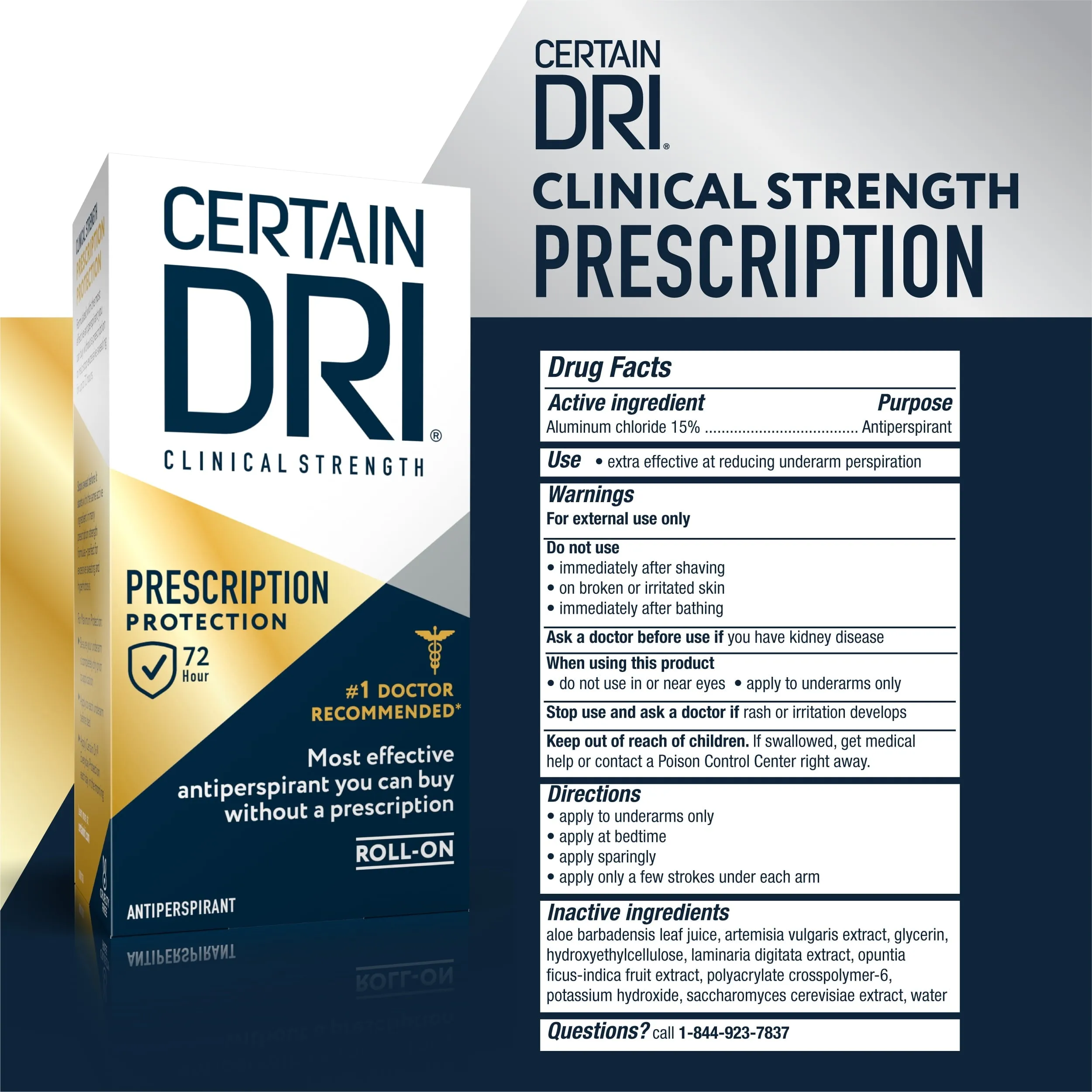 Certain Dri Prescription Strength Clinical Antiperspirant & Deodorant for Men and Women, Roll-on, 1.2 oz.
