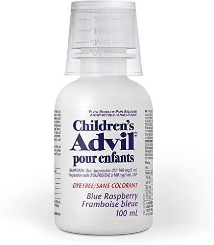 Children's Advil Dye Free Suspension (100ml, Blue raspberry flavour) 100 milliliter