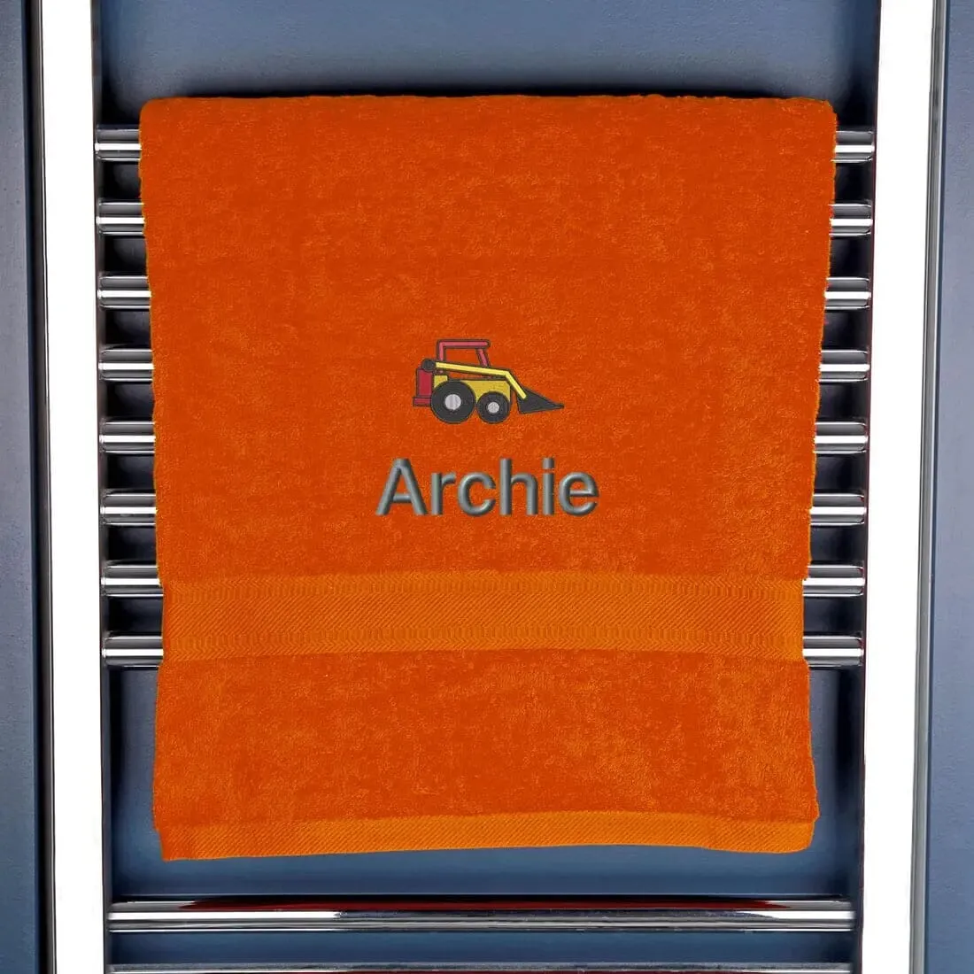 Children's Personalised Digger Bath Towel
