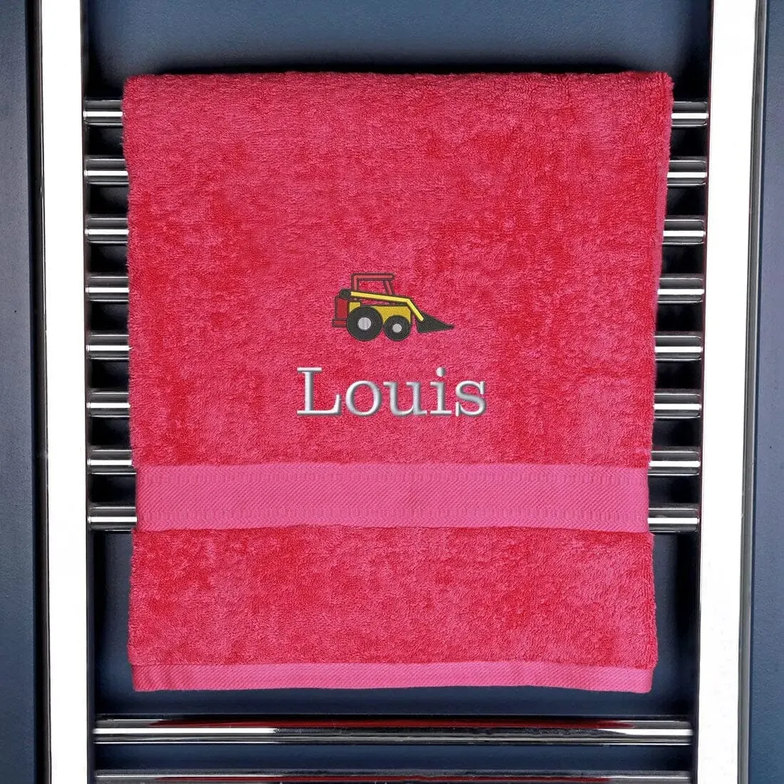 Children's Personalised Digger Bath Towel