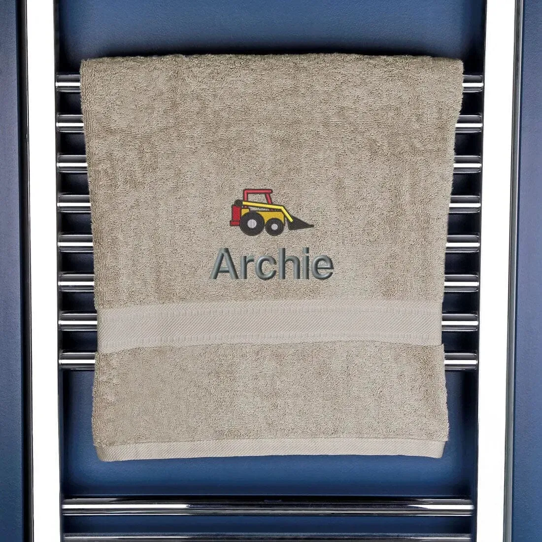 Children's Personalised Digger Bath Towel