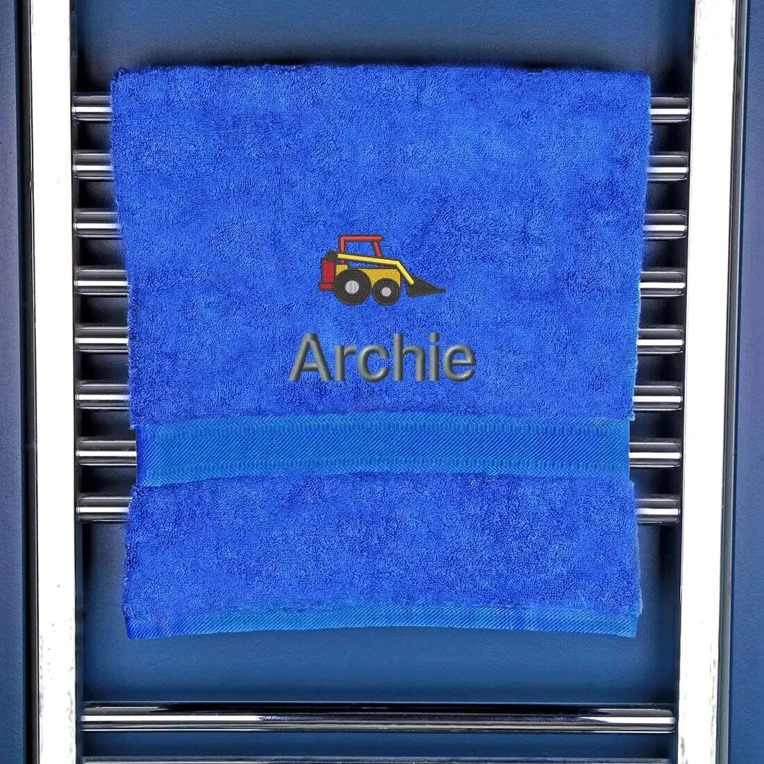 Children's Personalised Digger Bath Towel