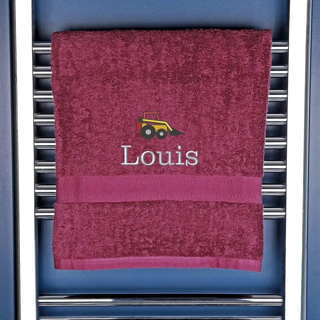 Children's Personalised Digger Bath Towel