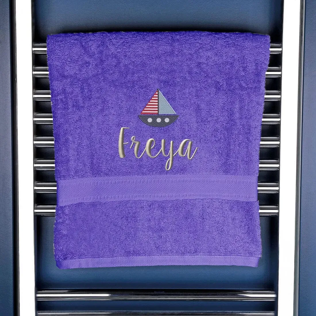 Children's Personalised Sailing Boat Bath Towel