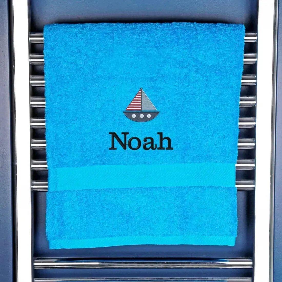 Children's Personalised Sailing Boat Bath Towel