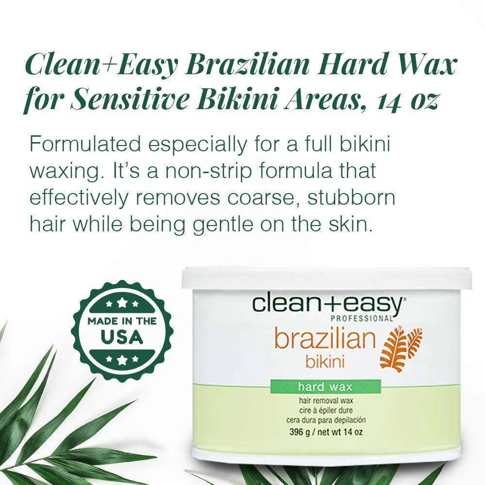 Clean   Easy Brazilian Hard Wax, Full Body Hair Removal For All Skin Types, 14 oz