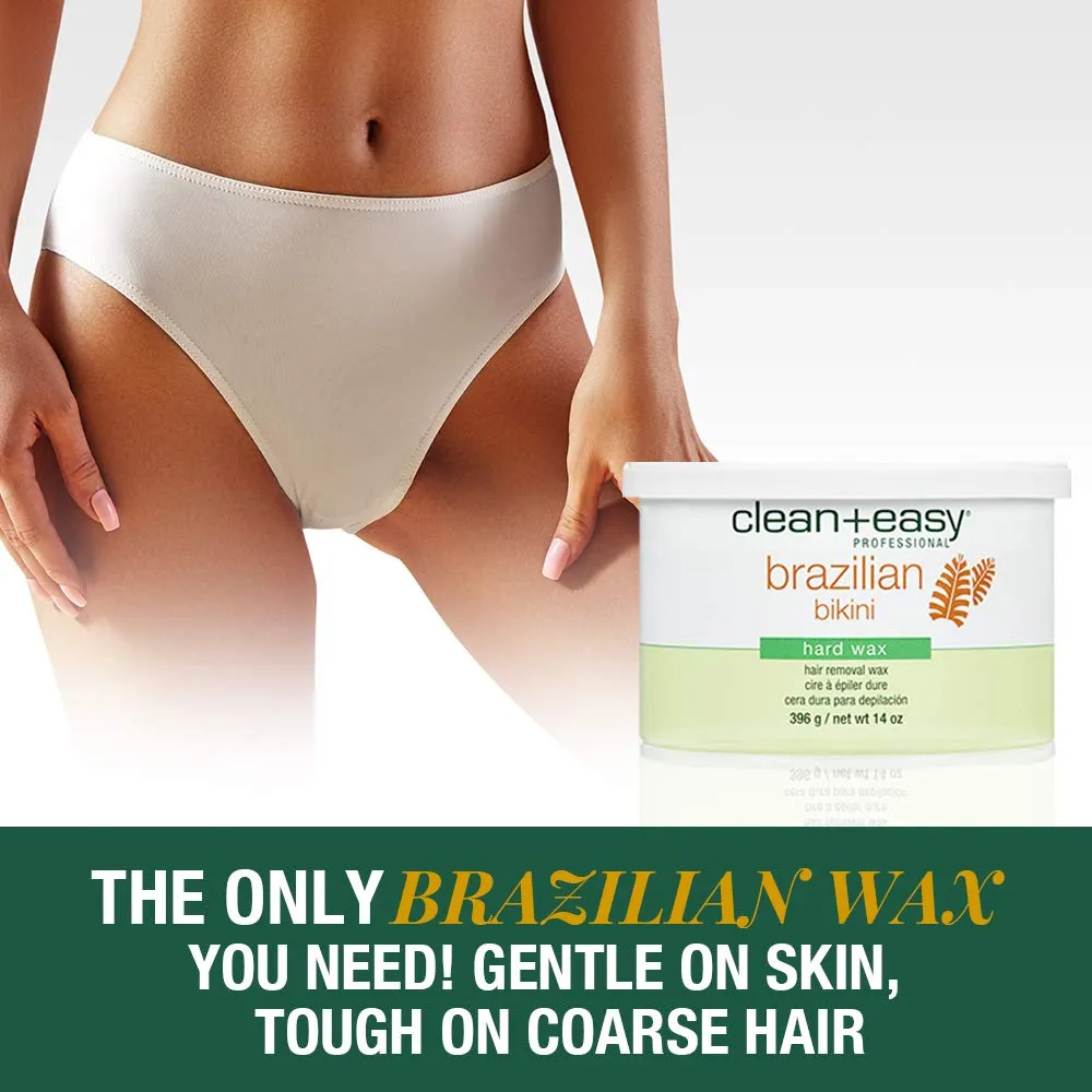 Clean   Easy Brazilian Hard Wax, Full Body Hair Removal For All Skin Types, 14 oz