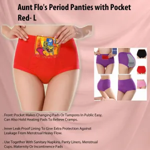 CODE RED Period Panties with Pocket- Red- L