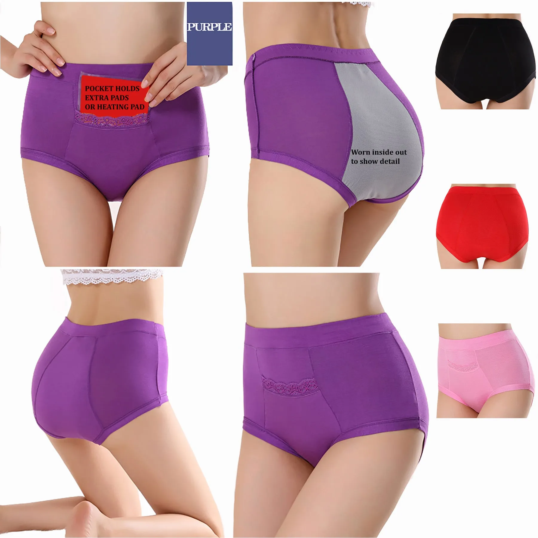 CODE RED Period Panties with Pocket- Red- L