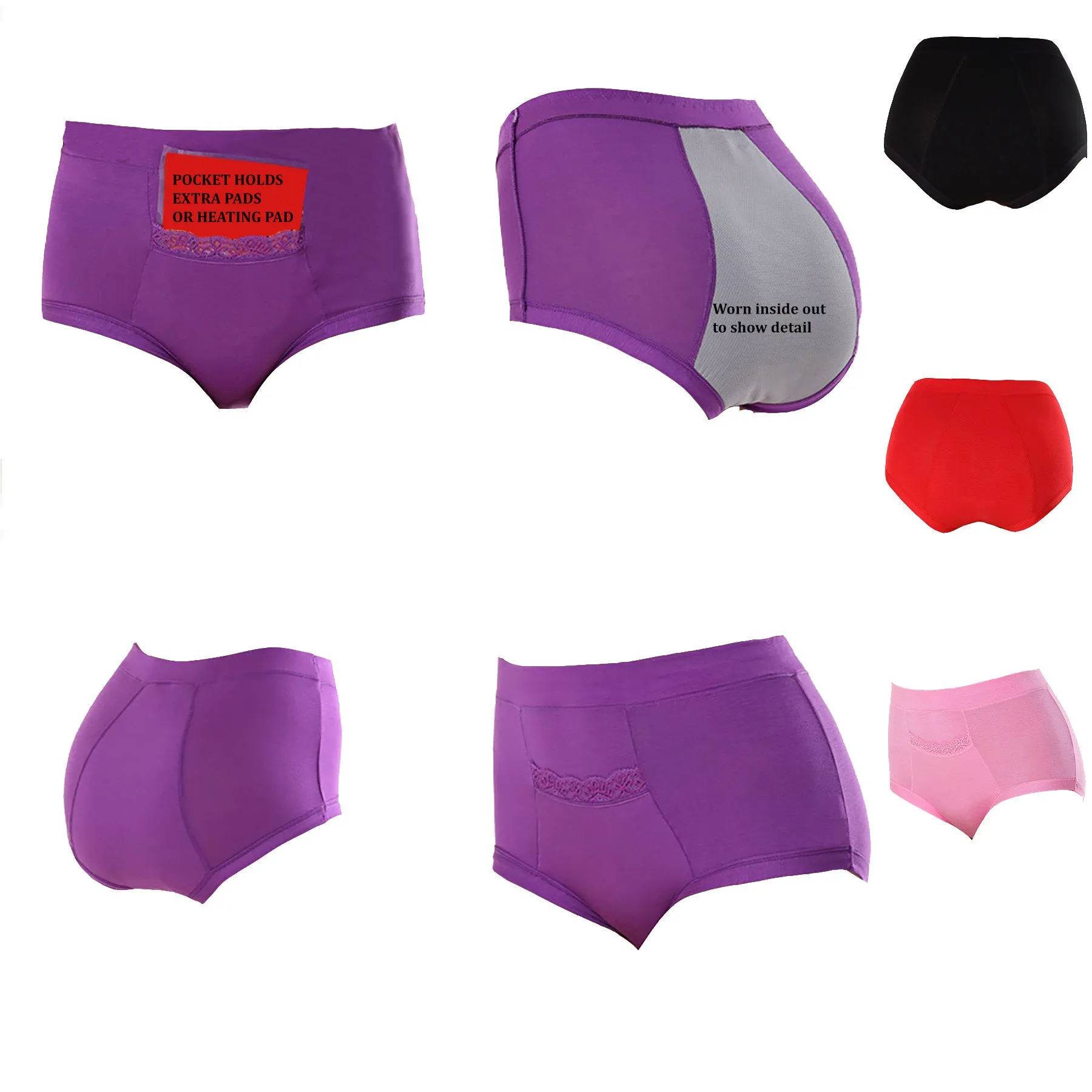 CODE RED Period Panties with Pocket- Red- L