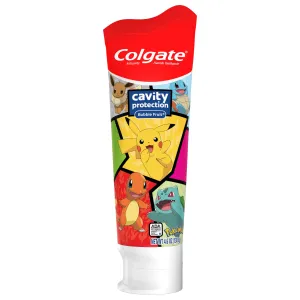 Colgate Kids Cavity Protection Toothpaste, Pokemon Kids Toothpaste with Fluoride, Helps Fight Cavities, Safe for Ages 2 , Mild Bubble Fruit Flavor, Sugar Free, Kids Fluoride Toothpaste, 4.6 Oz Tube