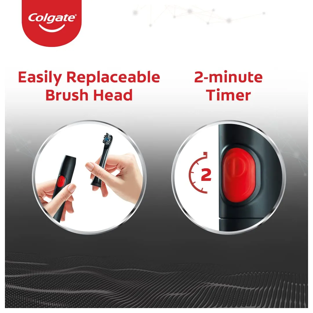 Colgate ProClinical 150 Charcoal Sonic Battery Powered Electric Toothbrush (with Replaceable Brush Head Included), Adult, Pack of 1