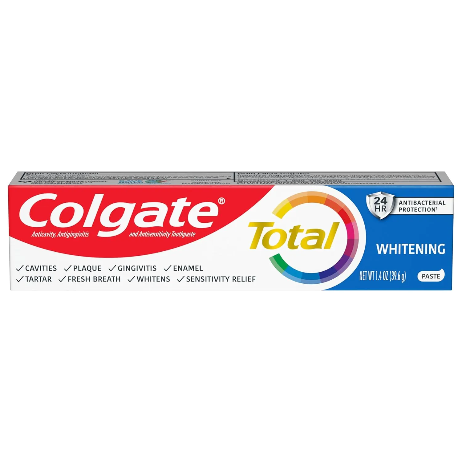 Colgate Total Whitening Toothpaste with Fluoride, 10 Benefits Including Sensitivity Relief and Stain Removal, Mint, 5.1 ounces (4 Pack)