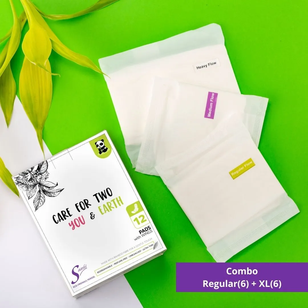 COMBOs Bamboo Fiber Biodegradable Sanitary Pads - 12 Pads