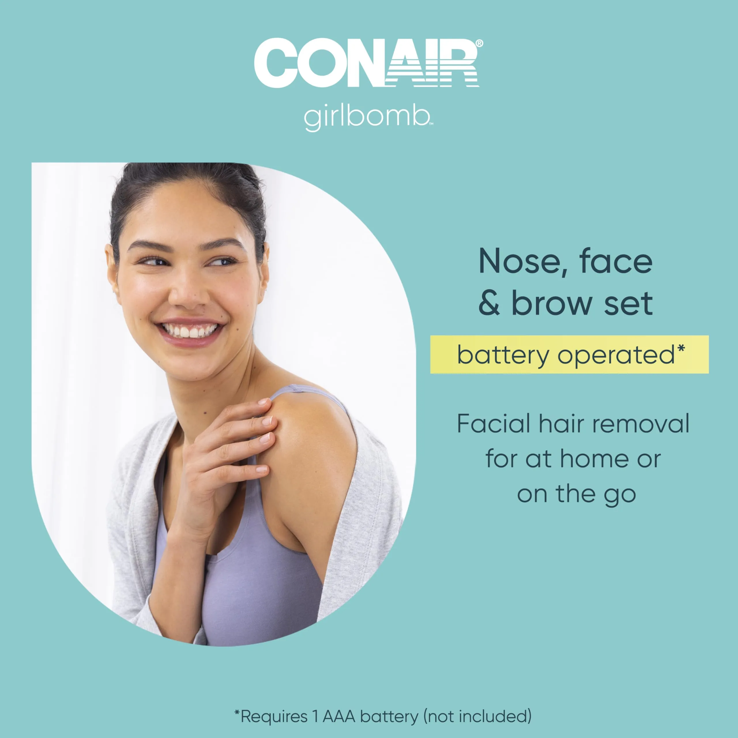 Conair GIRLBOMB Nose Hair Trimmer for Women, Face Hair Removal for Women, Battery Operated, Packaging May Vary
