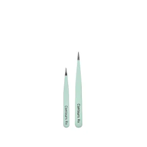 Contours Rx Precision Tweezers - 3in & 4in Stainless Steel Needle Nose Tweezers for Eyebrows, Facial Hair & Placing Lashes -For Precise Placement of Lids by Design Correcting Strips (Combo Pack of 2)