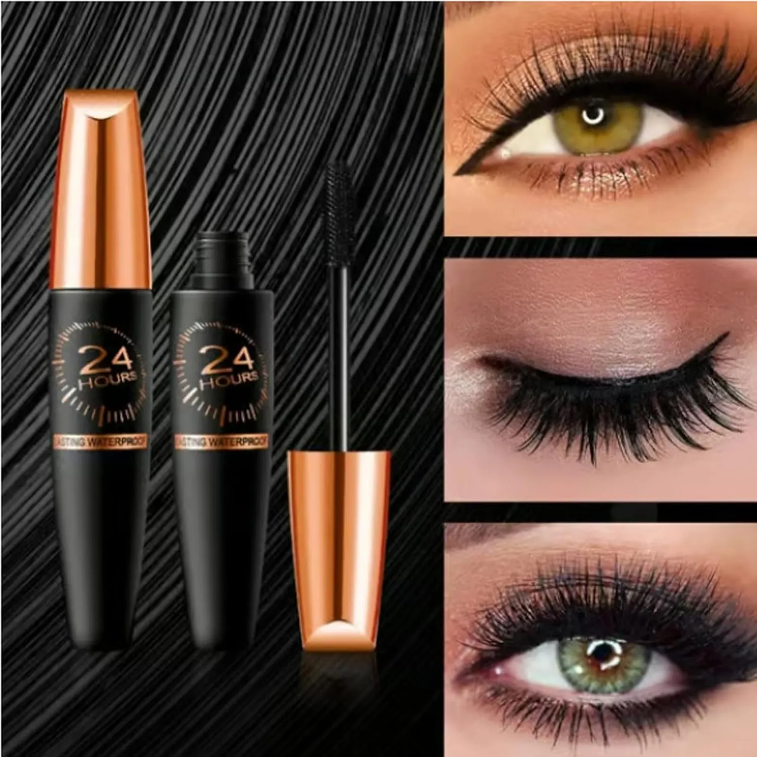 Cordialk Waterproof Silk Fibre Thick Lengthening Mascara, 4d Silk Fiber Lash Mascaras, Lengthening and Thick Mascara, Waterproof for Women (2pcs)