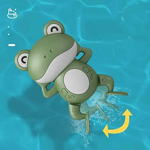COSMOBABY Bath Toys, Cute Swimming Bath Toys for Toddlers 1-3, Floating Wind Up Toys for 1-5 Year Old Boy Girl, New Born Baby Bathtub Water Toys, Preschool Toddler Pool Toys frog Proudly MADE IN INDIA