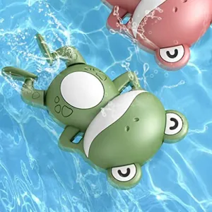 COSMOBABY Bath Toys, Cute Swimming Bath Toys for Toddlers 1-3, Floating Wind Up Toys for 1-5 Year Old Boy Girl, New Born Baby Bathtub Water Toys, Preschool Toddler Pool Toys frog Proudly MADE IN INDIA
