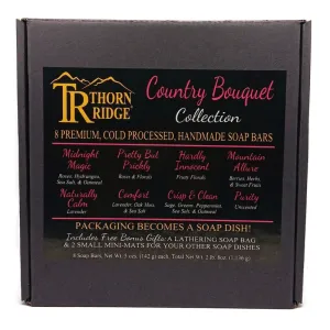Country Bouquet Collection: 8 Handmade Soap Bars - 5 Ounces Each (Pack of 8)