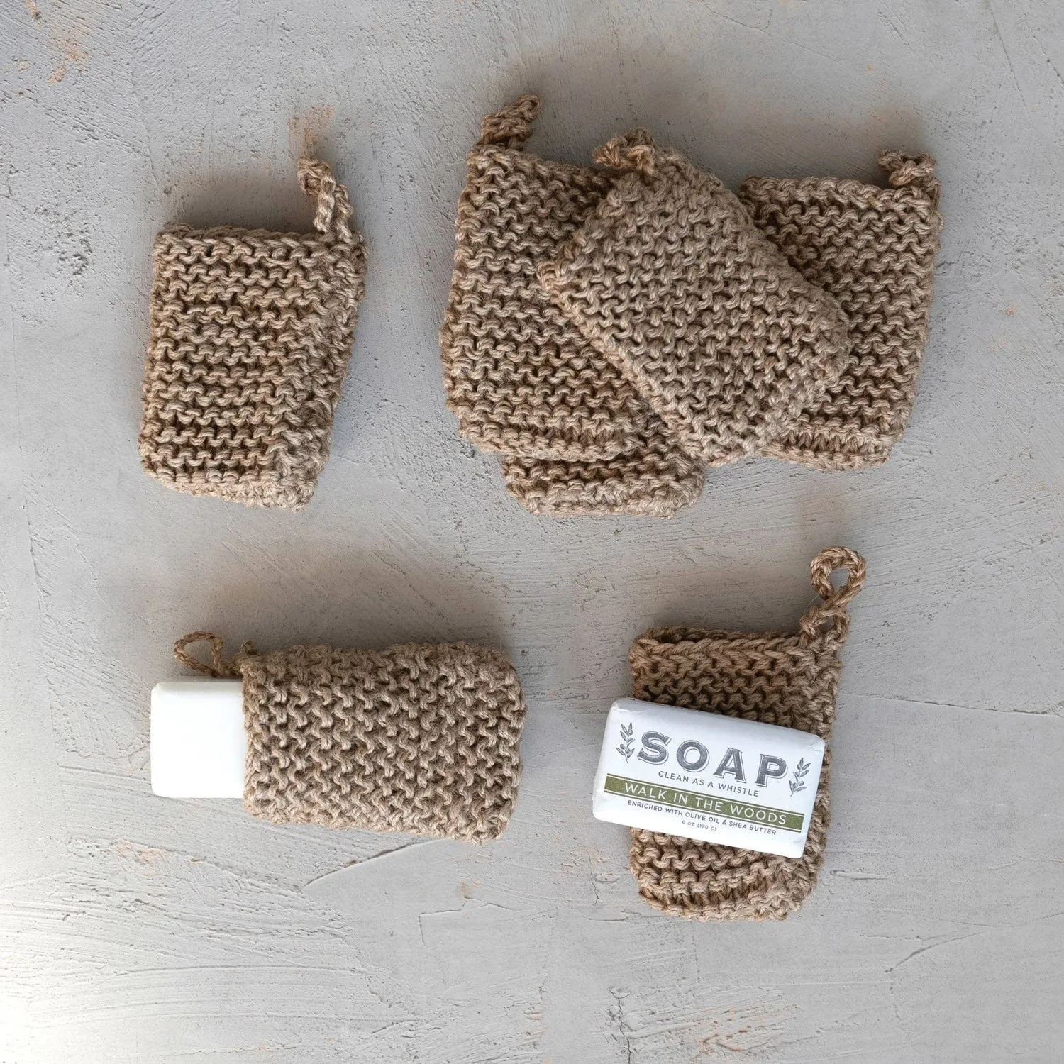 Creative Co-op Jute Crocheted Body Scrubber Soap Holder