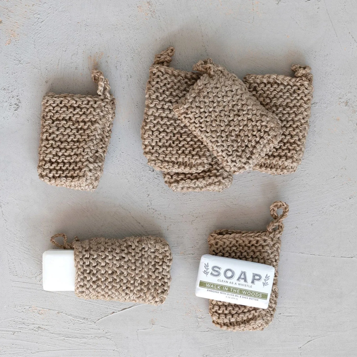 Creative Co-op Jute Crocheted Body Scrubber Soap Holder