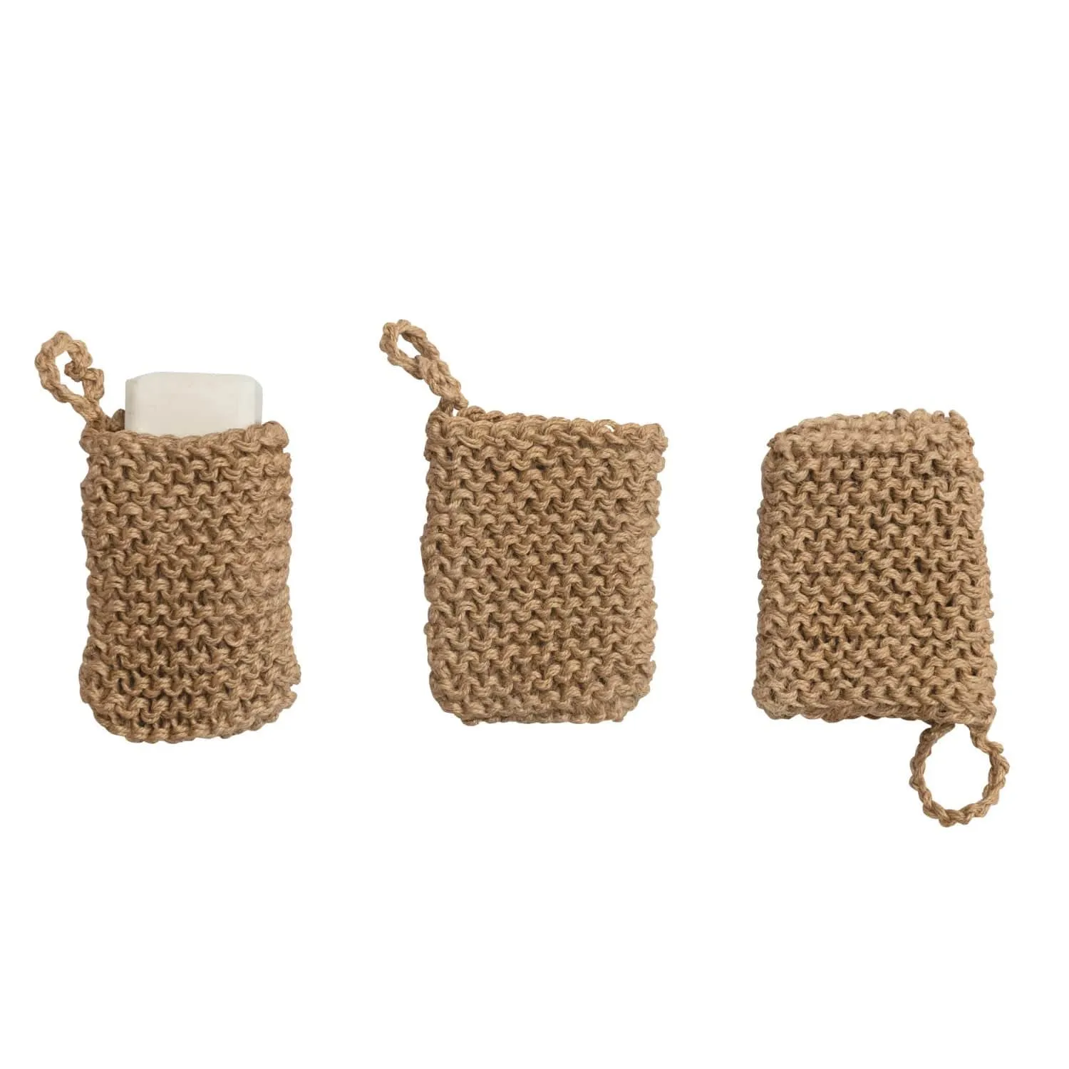 Creative Co-op Jute Crocheted Body Scrubber Soap Holder