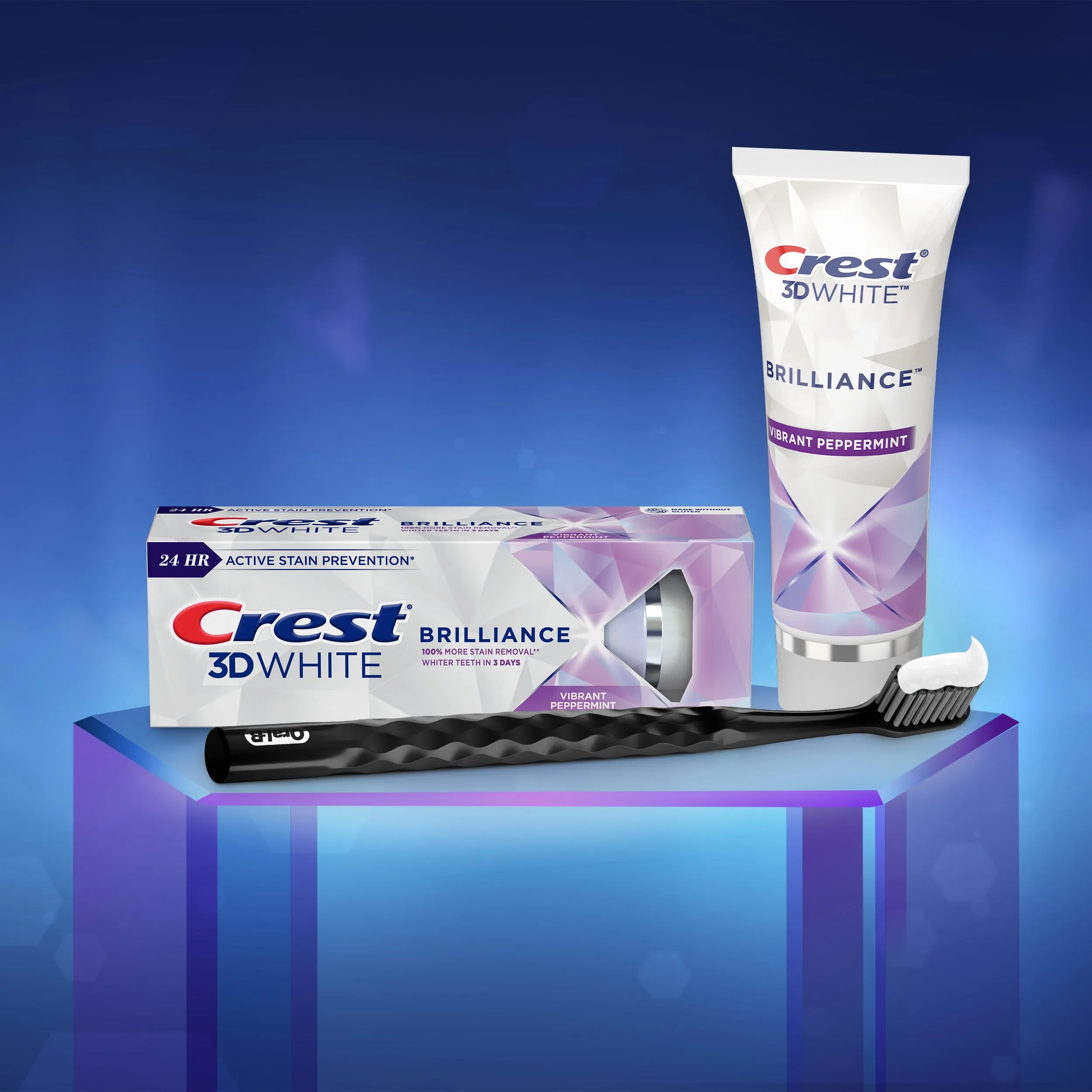 Crest 3D White Brilliance Toothpaste, Vibrant Peppermint, 3.5 oz, 3 Pack