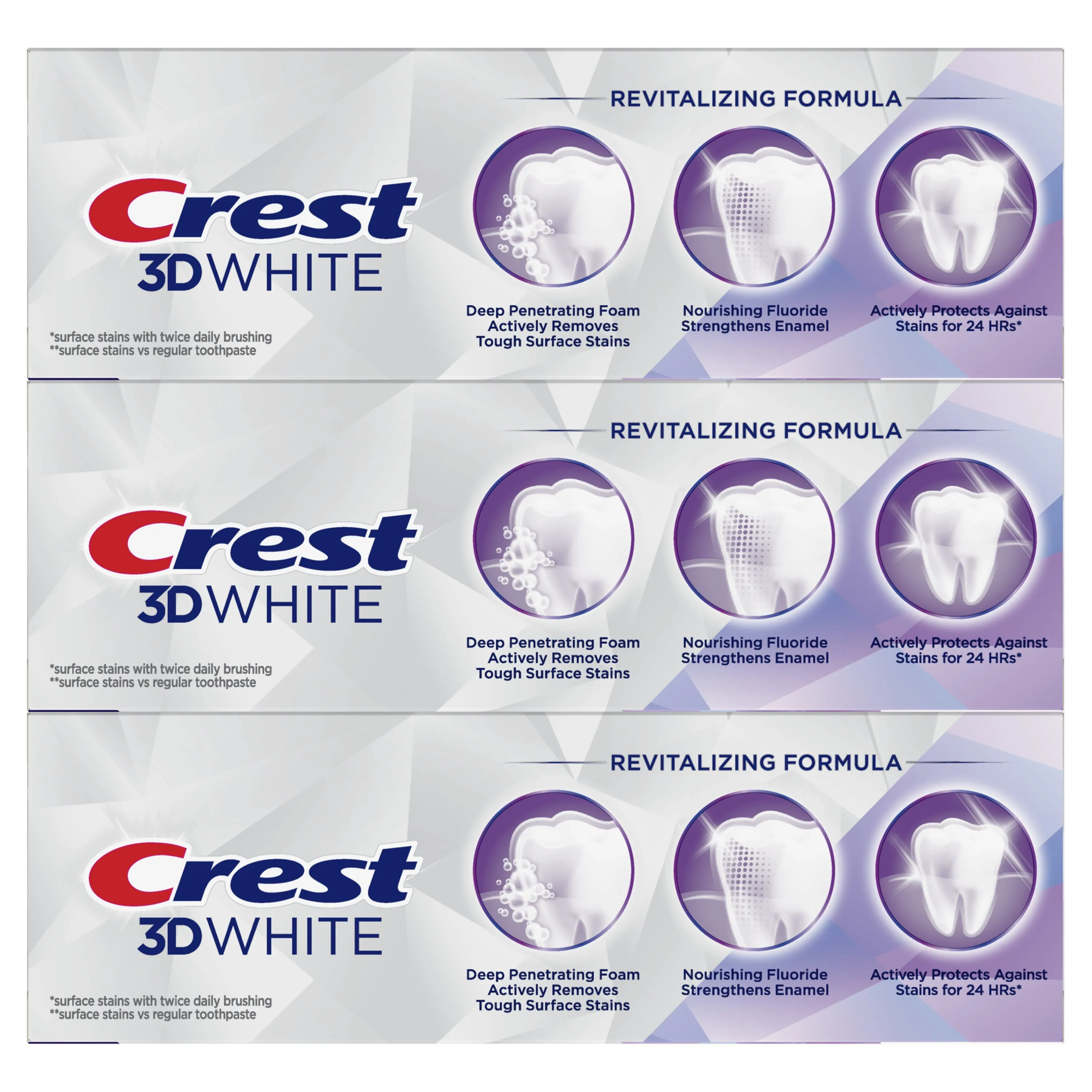 Crest 3D White Brilliance Toothpaste, Vibrant Peppermint, 3.5 oz, 3 Pack