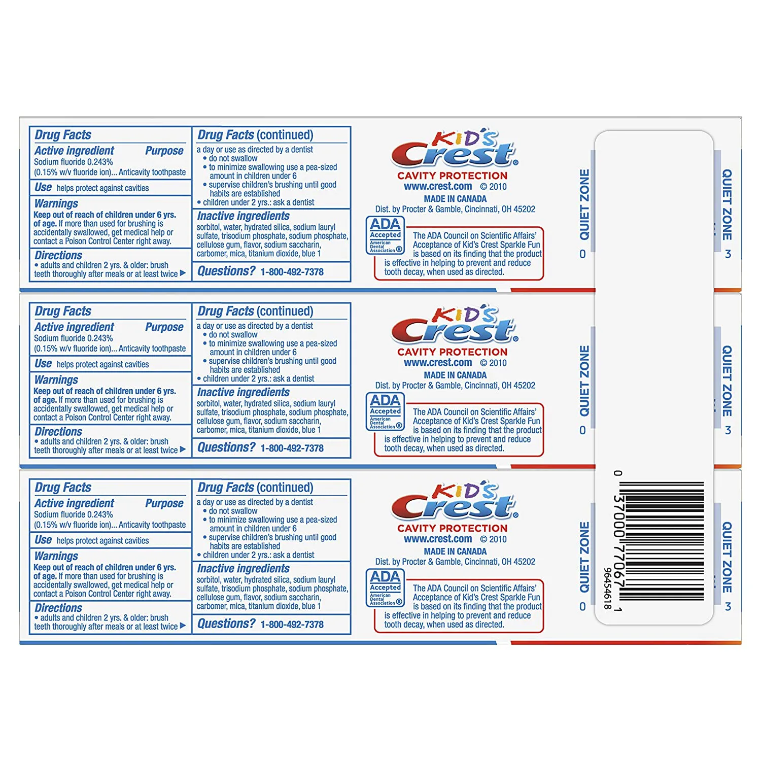 Crest Kid'S Cavity Protection Toothpaste (Children and Toddlers 2 ), Sparkle Fun, 4.6 Oz (Pack of 3)