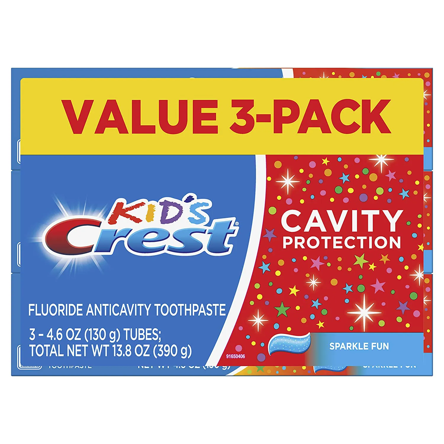 Crest Kid'S Cavity Protection Toothpaste (Children and Toddlers 2 ), Sparkle Fun, 4.6 Oz (Pack of 3)