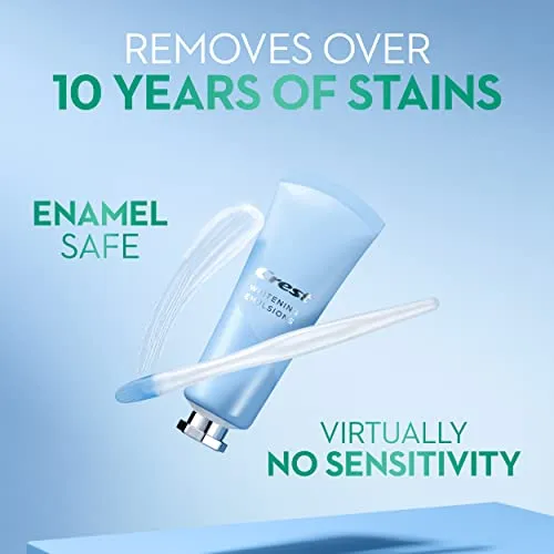 Crest Whitening Emulsions   Bad Breath Germ Kill Leave-On Teeth Whitening Gel Kit with Wand Applicator and Stand, Apply & Go, 0.88oz