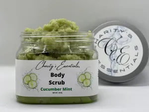 Cucumber Mint Body Scrub with Grapeseed & Cococunt Oil, Great as a Exfoliating for the whole Body Scrub for Acne Scars, Stretch Marks, Foot Scrub, Great Gifts For Men & Women 16 fl oz
