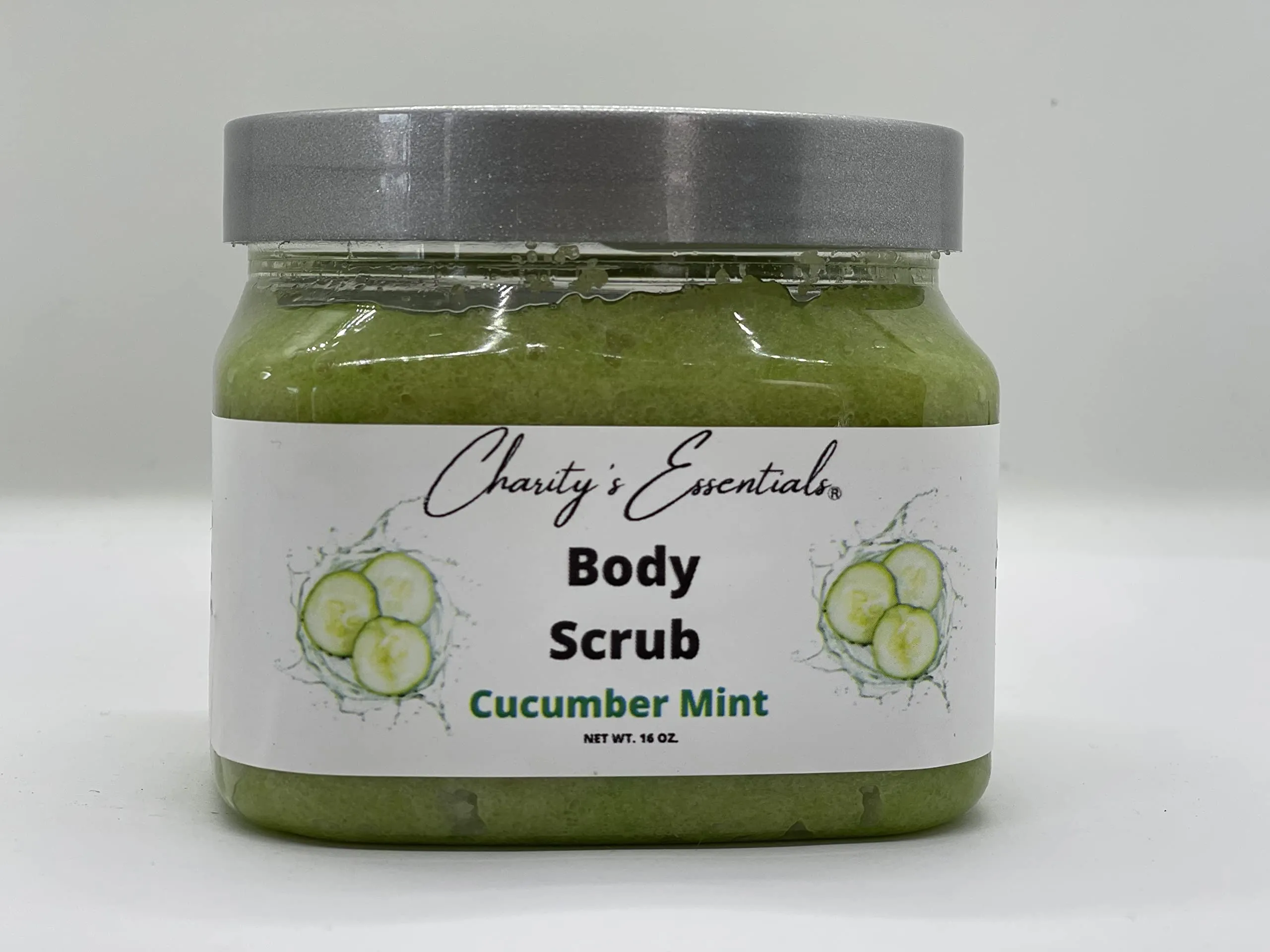 Cucumber Mint Body Scrub with Grapeseed & Cococunt Oil, Great as a Exfoliating for the whole Body Scrub for Acne Scars, Stretch Marks, Foot Scrub, Great Gifts For Men & Women 16 fl oz