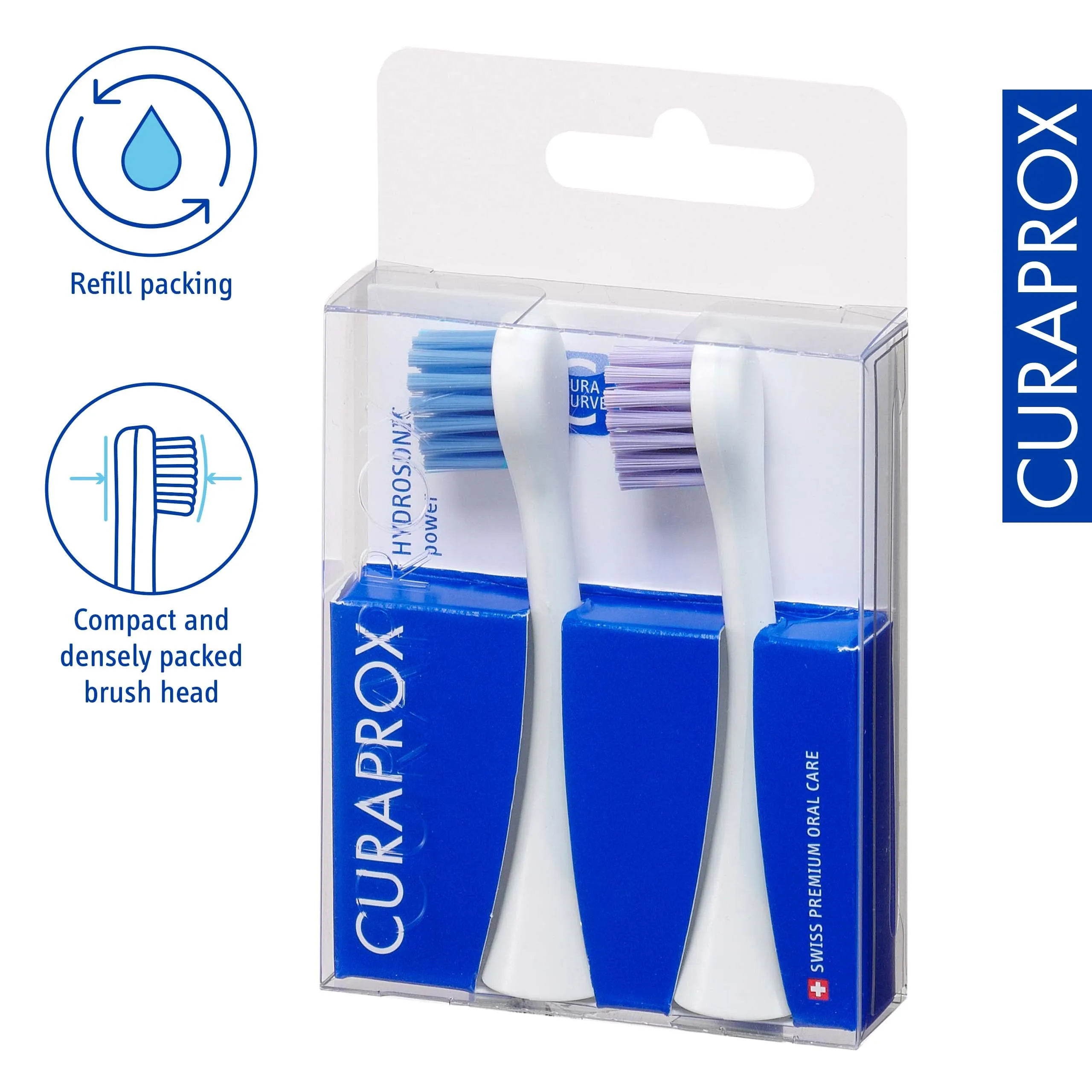 Curaprox Hydrosonic Power Duo Electric Toothbrush Replacement Heads (2 Pack)