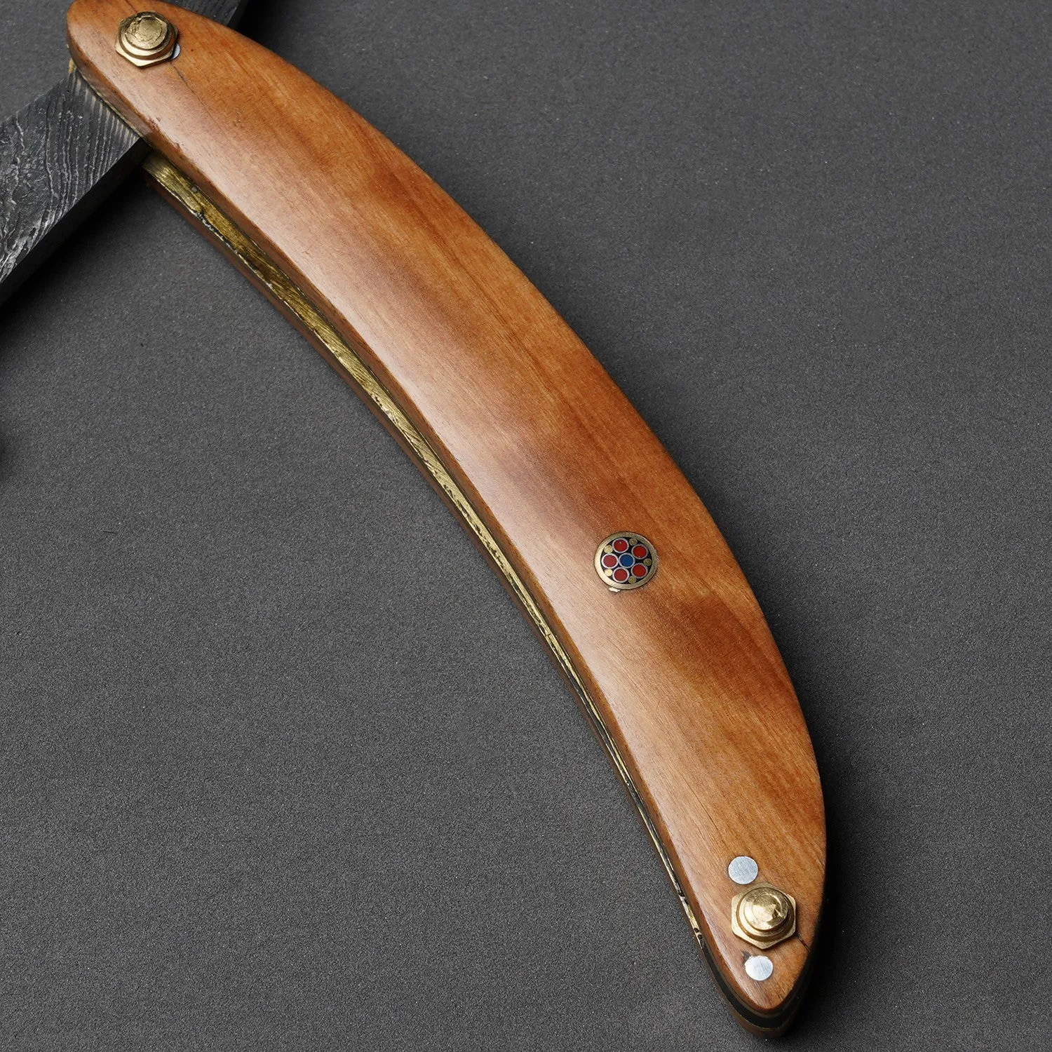 Custom Handmade Damascus Steel Razor Handle Olive Wood With Leather Sheath Premium Damascus Razor for a Luxurious Shave