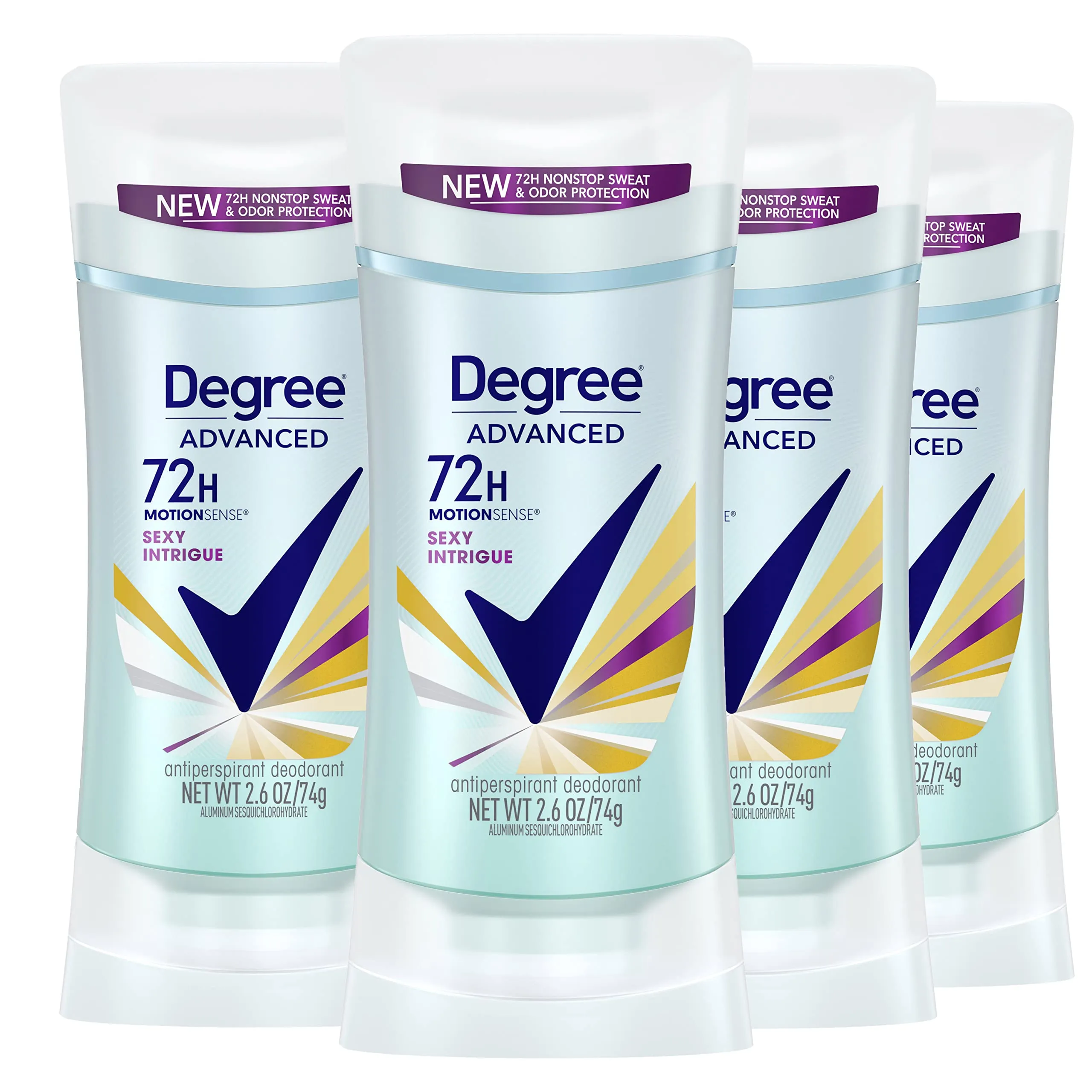 Degree Antiperspirant for Women Protects from Deodorant Stains & Advanced MotionSense Antiperspirant Deodorant 4 Count 72-Hour