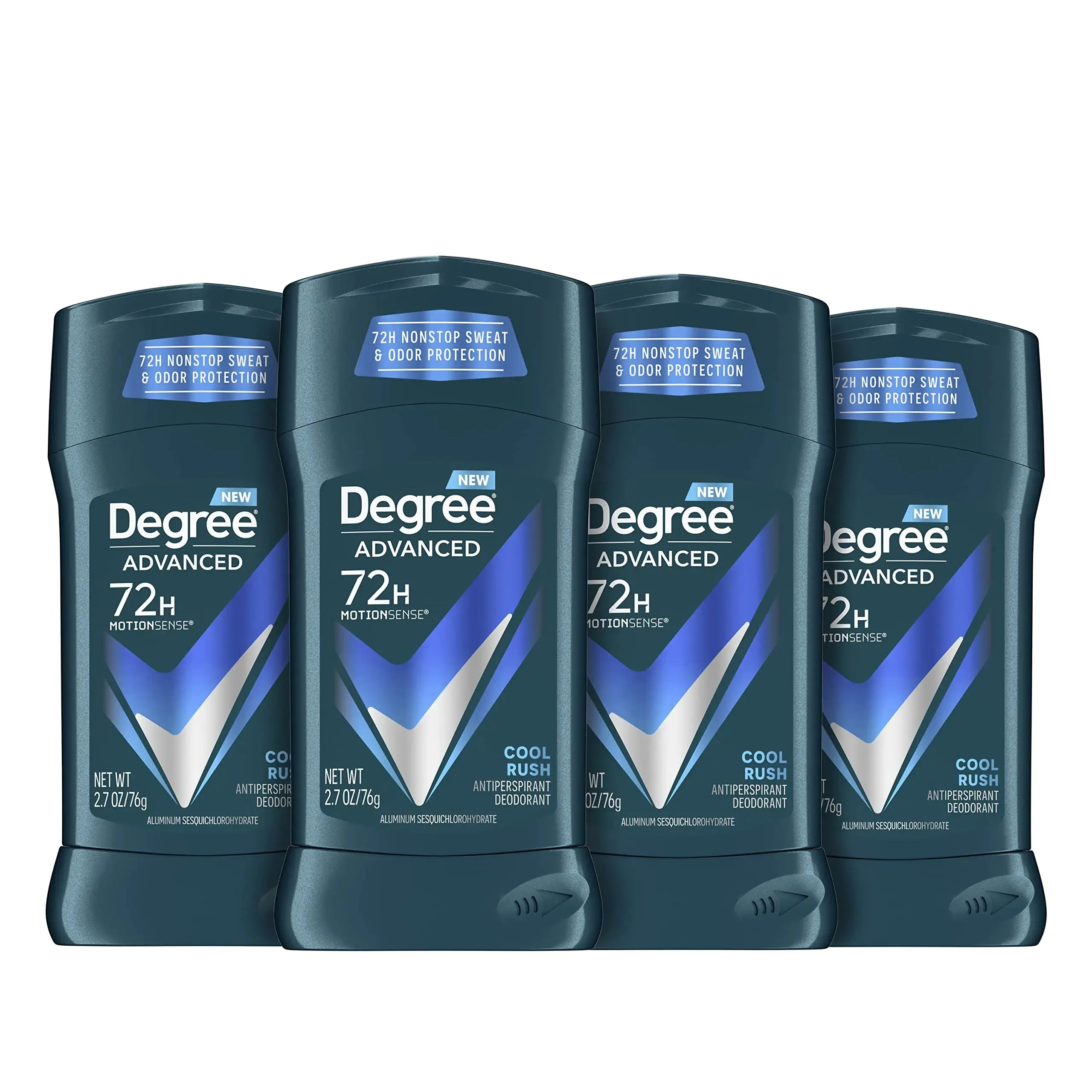 Degree Men Advanced Protection Antiperspirant Deodorant Cool Rush 4 count 72-Hour Sweat and Odor Protection Antiperspirant For Men With MotionSense Technology 2.7 oz Fresh 10.8 Ounce (Pack of 1)