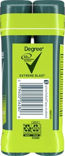 Degree Men Original Protection Antiperspirant Deodorant 48-Hour Sweat & Odor Protection Extreme Blast Antiperspirant For Men 2.7 oz, Twin Pack (Pack of 2)