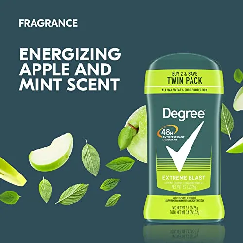 Degree Men Original Protection Antiperspirant Deodorant 48-Hour Sweat & Odor Protection Extreme Blast Antiperspirant For Men 2.7 oz, Twin Pack (Pack of 2)