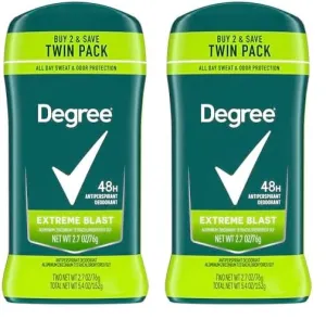 Degree Men Original Protection Antiperspirant Deodorant 48-Hour Sweat & Odor Protection Extreme Blast Antiperspirant For Men 2.7 oz, Twin Pack (Pack of 2)