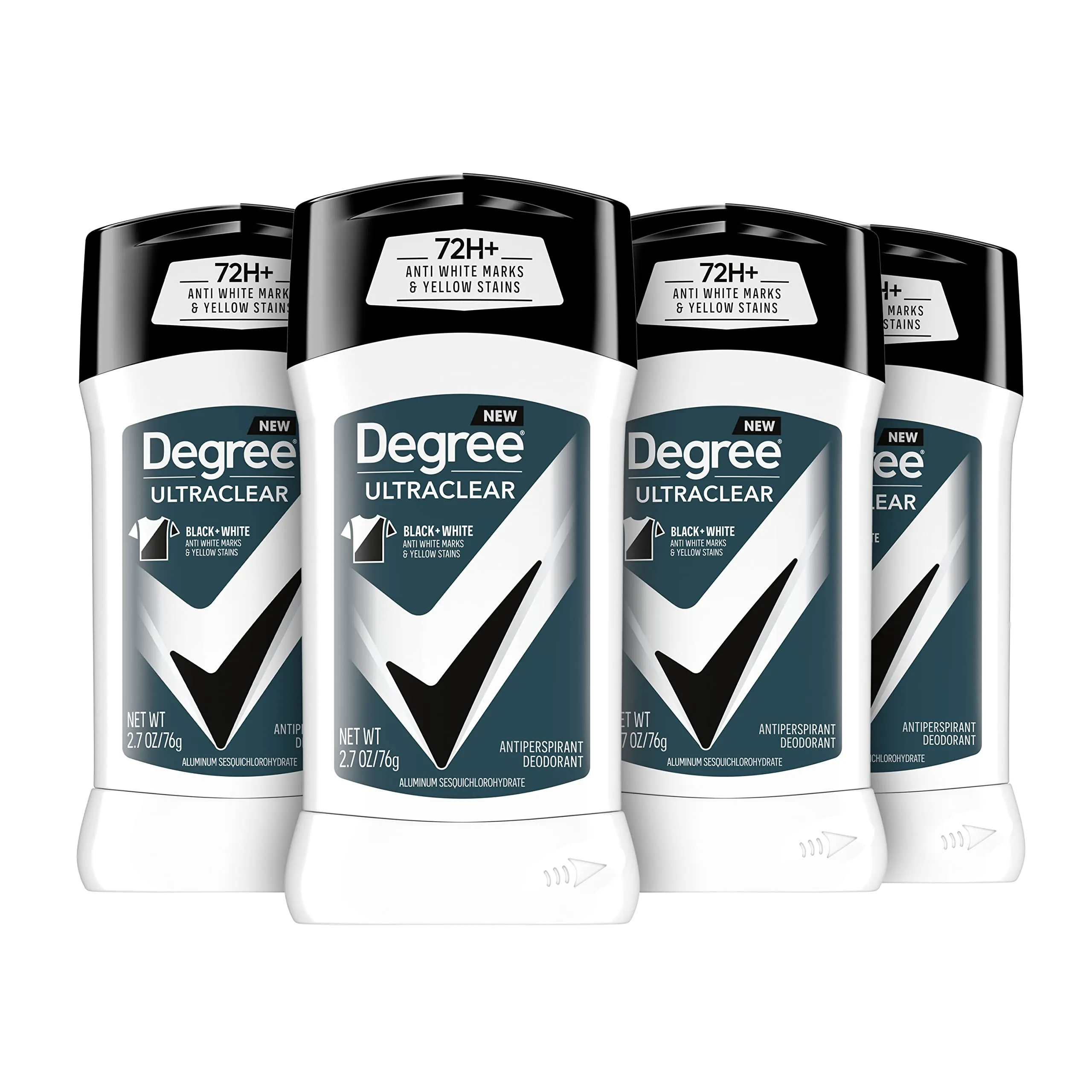Degree Men UltraClear Antiperspirant Deodorant Black   White 4 count 72-Hour Sweat & Men Antiperspirant Deodorant Adventure 4 Count For Freshness and Odor Protection
