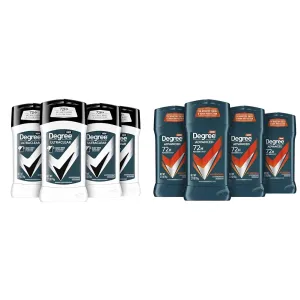 Degree Men UltraClear Antiperspirant Deodorant Black   White 4 count 72-Hour Sweat & Men Antiperspirant Deodorant Adventure 4 Count For Freshness and Odor Protection