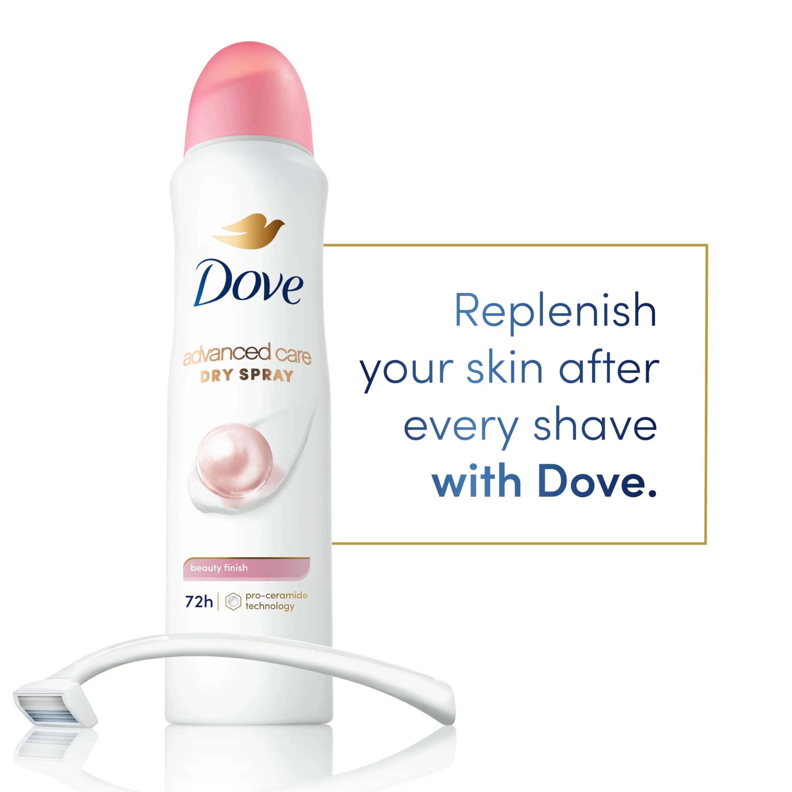 Dove Advanced Care Antiperspirant Deodorant Spray Beauty Finish To help skin barrier repair after shaving by boosting skin's ceramide levels 72-hour Antiperspirant dedorant for Soft Underarms 3.8 oz